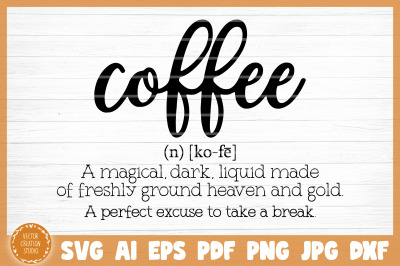 Coffee Word Dictionary Definition SVG Cut File