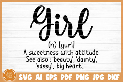 Girl Word Dictionary Definition SVG Cut File