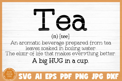 Tea Word Dictionary Definition SVG Cut File