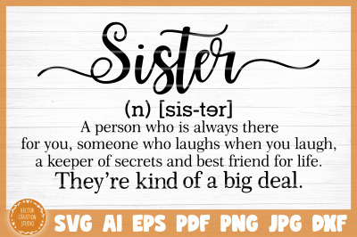 Sister Word Dictionary Definition SVG Cut File