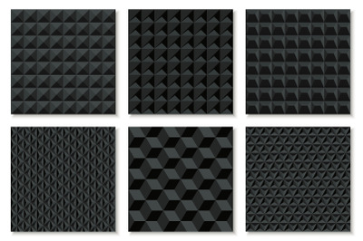 Black seamless geometric 3d textures