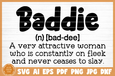Baddie Word Dictionary Definition SVG Cut File