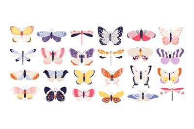 Cute butterflies. Decorative spring butterfly colorful wings. Monarch&2C;