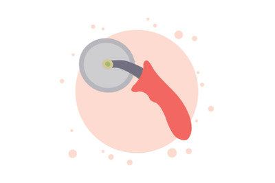 Kitchen Pizza Cutter Circle Bubbles Flat Icon