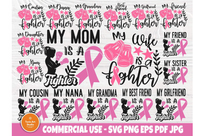 Cancer SVG Bundle, Cancer Fighter Svg, Pink Ribbon