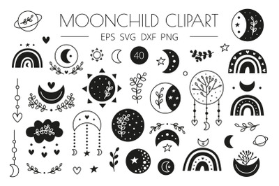 Bohemian moonchild clipart.