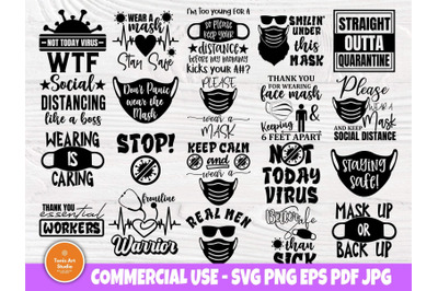 Face Mask Quotes SVG, Social Distancing Svg, Virus