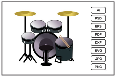 Music drum set design illustration