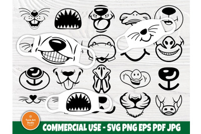 Kids Face Masks SVG Bundle, Funny Animal Face Mask