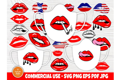 Lips SVG Bundle, Funny Face Mask, Dripping Lips