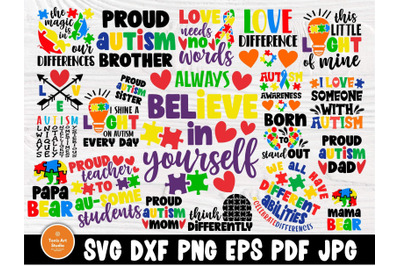 Autism SVG Bundle, Svg Cut Files, Autism Quotes