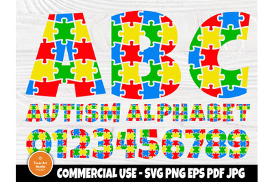 Autism Font SVG, Autism Alphabet, Svg Cut Files, Autism Awareness Svg