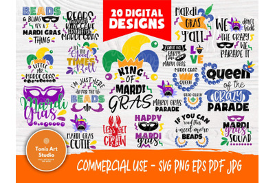 Mardi Gras SVG Bundle, Parade Party Svg Cut Files