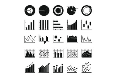 Chart diagram icon set, simple style