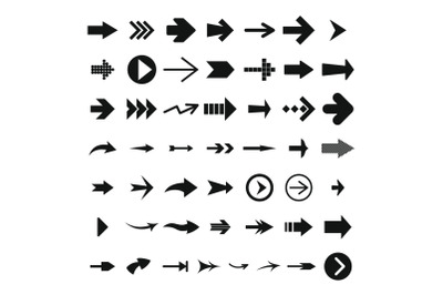 Different arrow icon set, simple style