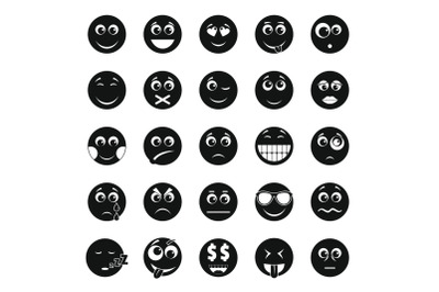 Smile icon set, simple style