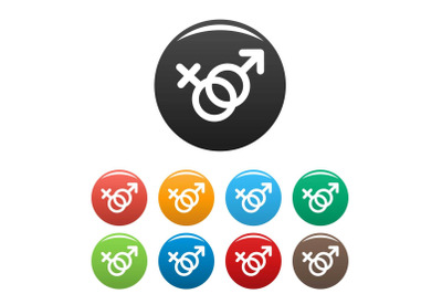 Female and man gender symbol icons set vector