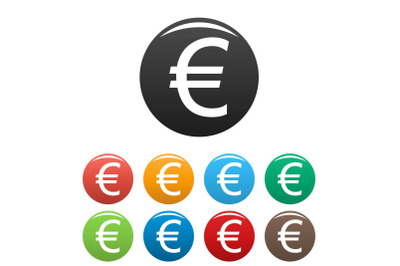 Euro symbol icons set vector