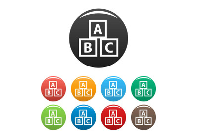 Education abc blocks icons set vector