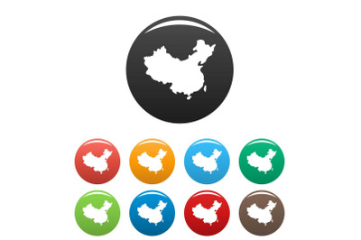 China map icons set vector