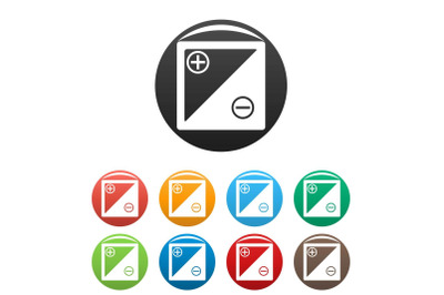 Accumulator icons set vector