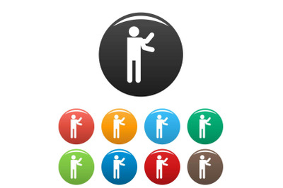 Stick figure stickman icons set pictogram vector simple