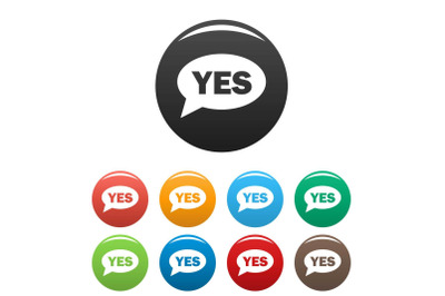 Yes icons set vector simple