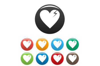 Broken heart icons set vector simple