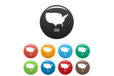 USA map in black set vector simple