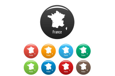 France map in black set vector simple