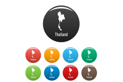 Thailand map in black set vector simple