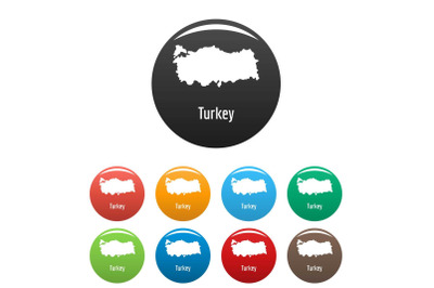 Turkey map in black set vector simple