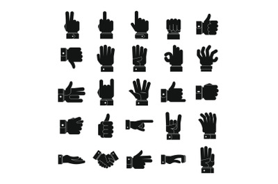 Gesture icons set, simple style