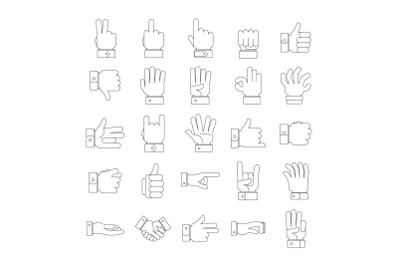 Gesture icons set, outline style