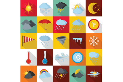 Weather icons set, flat style