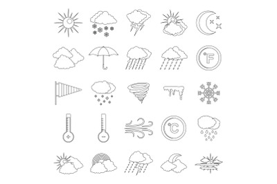 Weather icons set, outline style