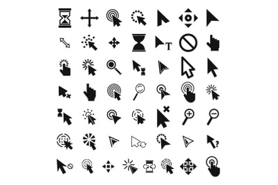 Mouse cursor icons set, simple style