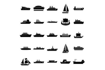 Boat icons set, simple style