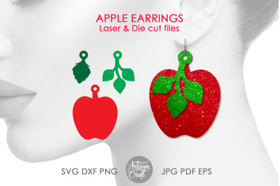 Apple earrings, teacher jewelry, earrings SVG