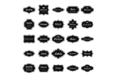 Vintage frame icons set, simple style