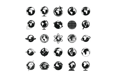 Globe Earth icons set, simple style