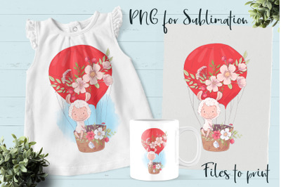 Cute Lama sublimation. Design for printing.