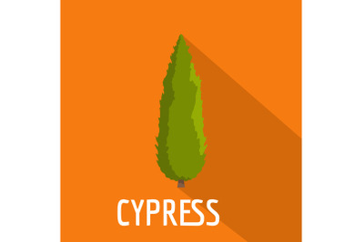 Cypress tree icon, flat style