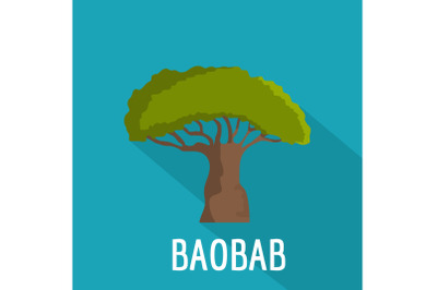 Baobab tree icon, flat style