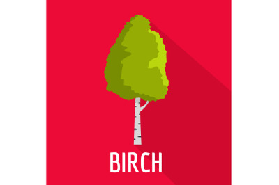 Birch tree icon, flat style