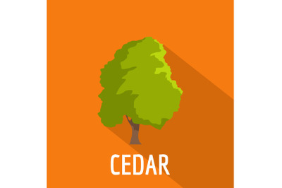 Cedar tree icon, flat style