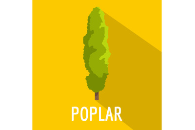 Poplar tree icon, flat style