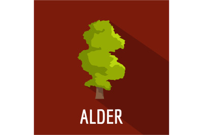 Alder tree icon, flat style