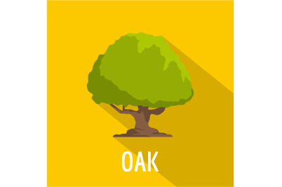 Oak tree icon, flat style