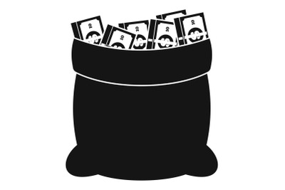 Big bag money icon, simple black style